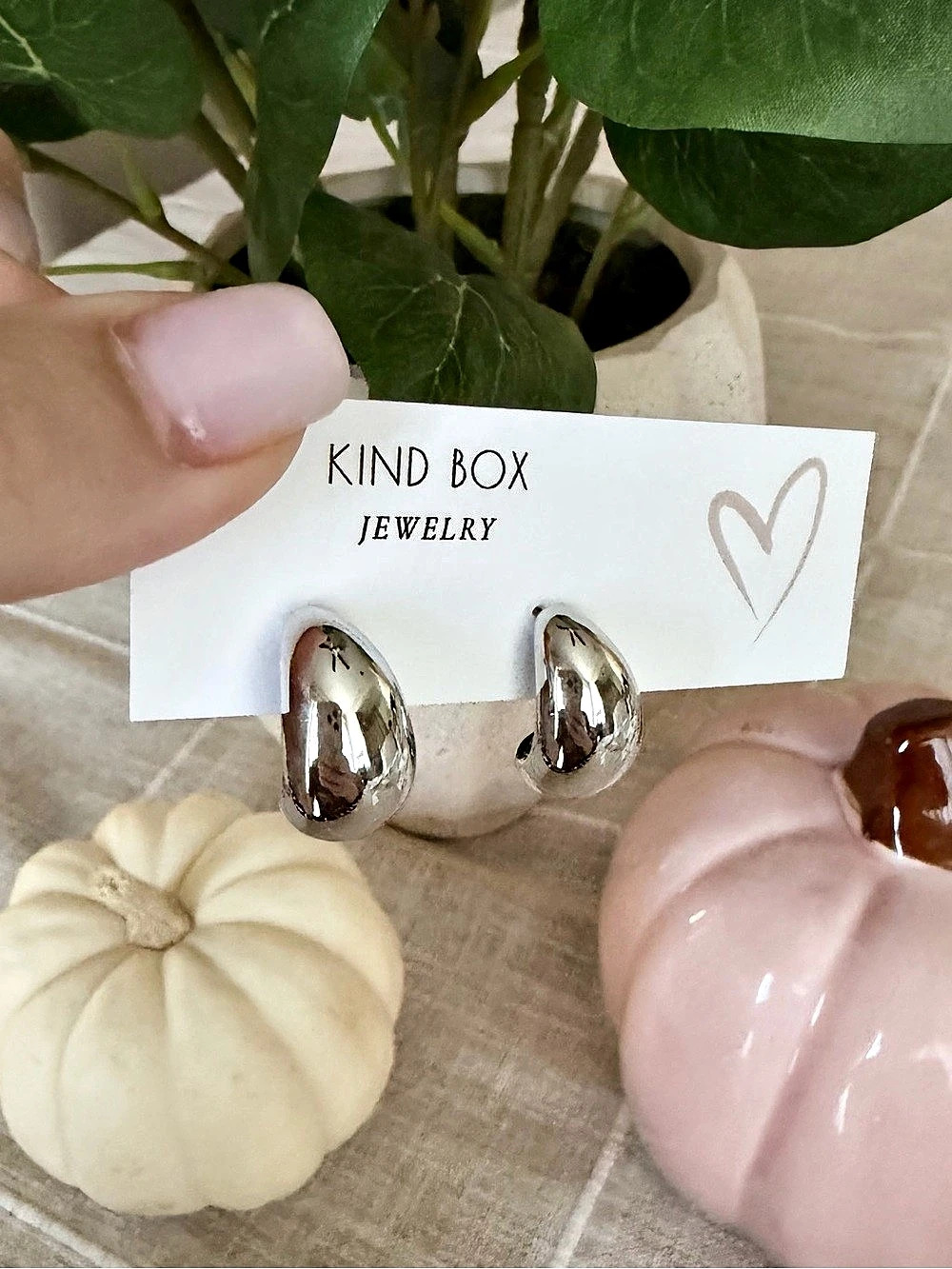 Kind Box Silver Drop Earrings NWT